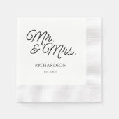 Mr. und Mrs. Wedding Napkins Custom Printed Serviette (Vorderseite)