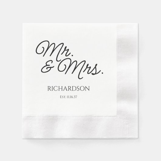 Mr. und Mrs. Wedding Napkins Custom Printed Serviette (Vorderseite)