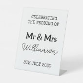 Mr. und Mrs. Wedding Welcome Tabletop Unterschrift Sockelschild (Vorderseite)