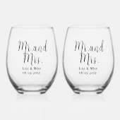 Mr. und Mrs. Wedding Wine Glasses Weinglas Ohne Stiel (Vorderseite)