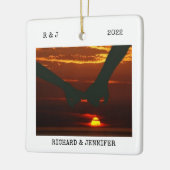 mr und mrs Wedding | Zwei seitliche 2 Foto modern Keramikornament (Links)