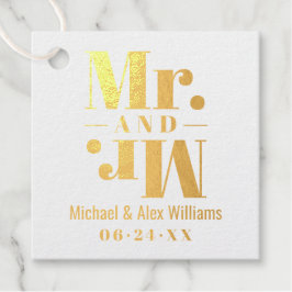 Mr. Wedding Monogram for Two Grooms Gold Geschenkanhänger
