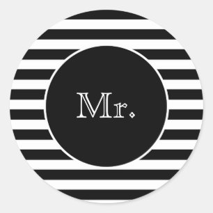 Mr. with Black & White Stripes Runder Aufkleber