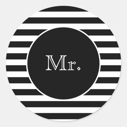 Mr. with Black & White Stripes Runder Aufkleber (Vorderseite)