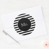 Mr. with Black & White Stripes Runder Aufkleber (Umschlag)