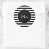 Mr. with Black & White Stripes Runder Aufkleber (Tasche)