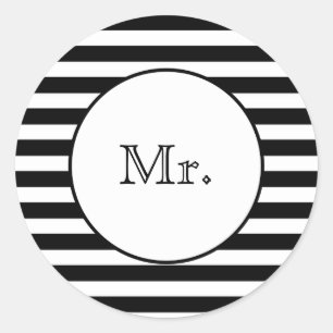 Mr. with Black & White Stripes Runder Aufkleber