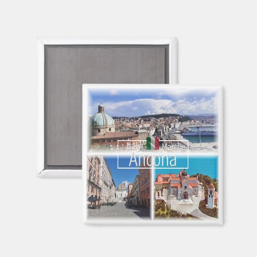 MRC027 ANCONA Hafenpanorama, San Ciro, Kühlschrank Magnet (Vorderseite/Rückseite)