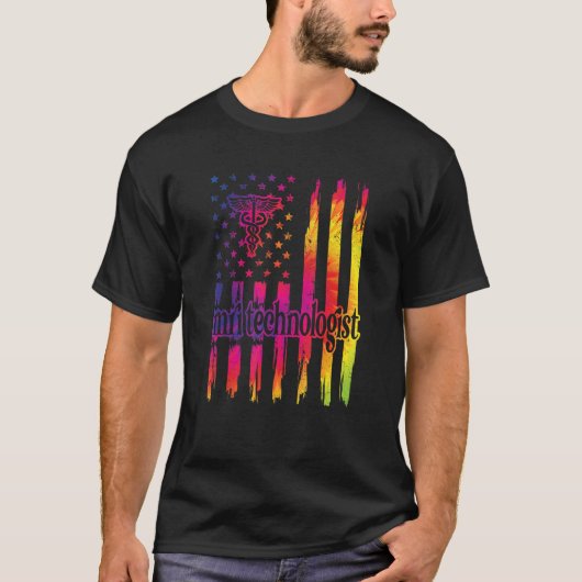 MRI Tech Magnetic Resonance Imaging Tech US Flag T-Shirt (Vorderseite)