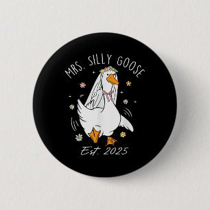 Mrs Albern Goose Couple Matching Wedding Funny Bri Button