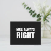 Mrs Always Right Funny Couple Set Postkarte (Stehend Vorderseite)