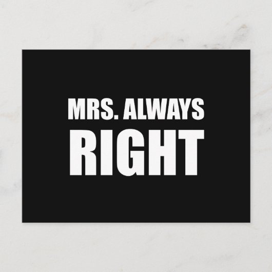 Mrs Always Right Funny Couple Set Postkarte (Vorderseite)