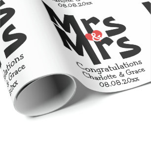 Mrs. And Mrs Bold Lesbian Personalisiert Wedding Geschenkpapier