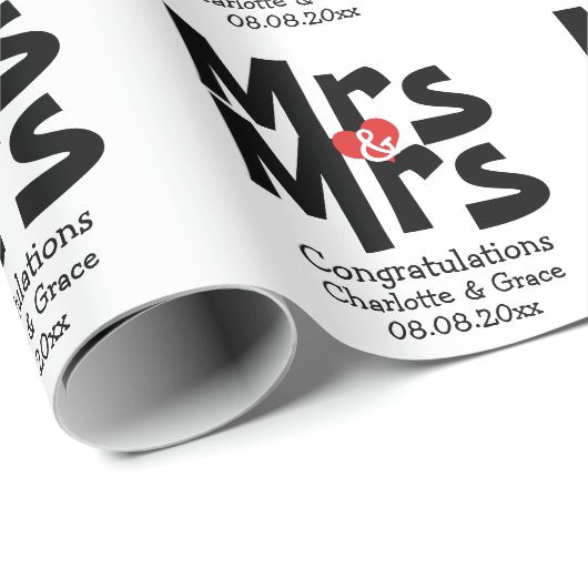 Mrs. And Mrs Bold Lesbian Personalisiert Wedding Geschenkpapier (Rolleneckpunkt)