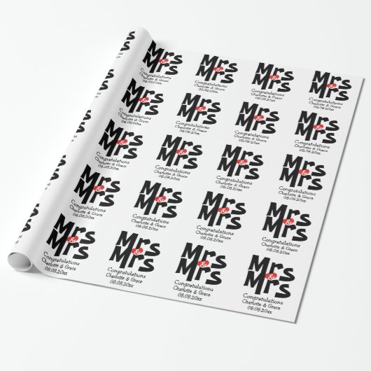 Mrs. And Mrs Bold Lesbian Personalisiert Wedding Geschenkpapier (Ungerollt)