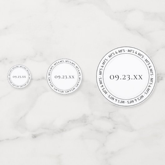 Mrs. and Mrs Simple Modern Schwarz-weiß Party Konfetti (Rückseiten)