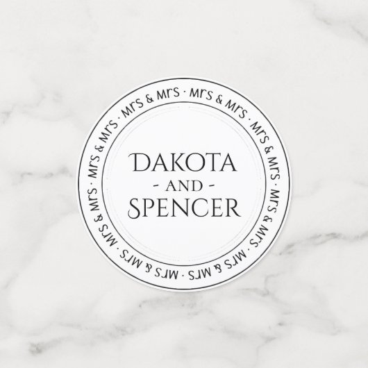 Mrs. and Mrs Simple Modern Schwarz-weiß Party Konfetti (Klein Vorderseite)