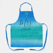 Mrs Beach Ombre Ocean Blue Green Wedding Geschenk Schürze (Vorderseite)