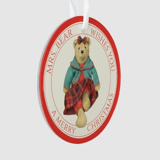 MRS. BEAR Akryllische Circle Ornament + Text (Vorderseite)