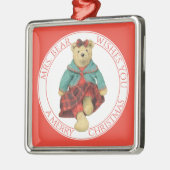MRS. BEAR Premium Square Ornament + Text Aus Metall (Links)