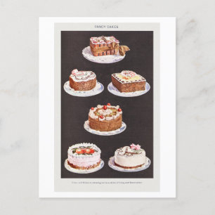 Mrs. Beetons Fancy Cakes Vintage-Illustration Postkarte