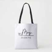Mrs. Black Modern Script Custom Wedding Monogram Tasche (Vorderseite)