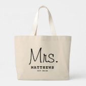 Mrs. Black Modern Script Custom Wedding neu Jumbo Stoffbeutel (Rückseite)