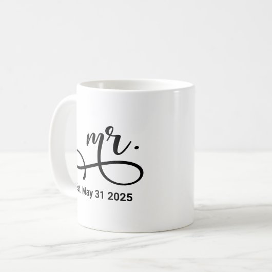 Mrs. Black Modern Script Custom Wedding neu Kaffeetasse (Vorderseite Links)