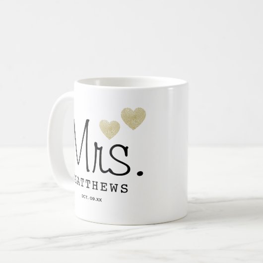 Mrs. Black Modern Script Custom Wedding neu Kaffeetasse (Vorderseite Links)
