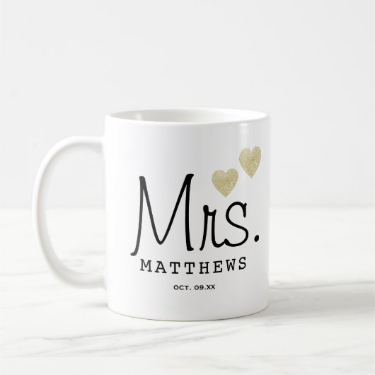 Mrs. Black Modern Script Custom Wedding neu Kaffeetasse (Links)