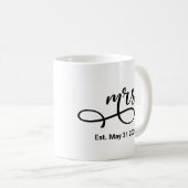 Mrs. Black Modern Script Custom Wedding neu Kaffeetasse (VorderseiteRechts)