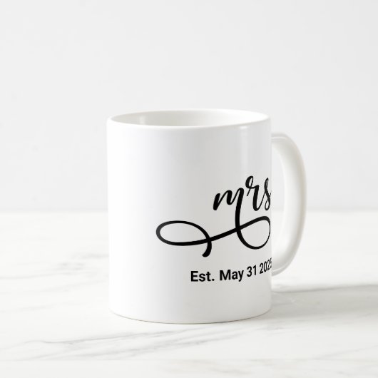 Mrs. Black Modern Script Custom Wedding neu Kaffeetasse (VorderseiteRechts)