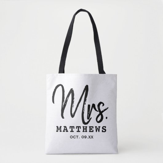 Mrs. Black Modern Script Custom Wedding neu Tasche (Vorderseite)