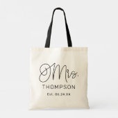 Mrs. Black Modern Script Custom Wedding neu Tragetasche (Rückseite)