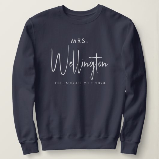 Mrs Black Script Individuelle Name Bridal Newlywed Sweatshirt (Design vorne)