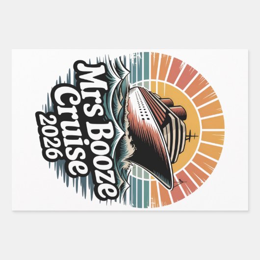 Mrs Booze Cruise 2026 Matching Couples  Geschenkpapier Set (Vorderseite)