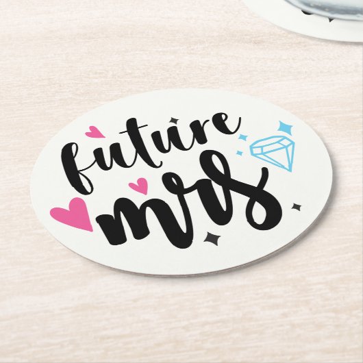 Mrs Bride To be Wedding Brautparty Verlobung Runder Pappuntersetzer (Angewinkelt)