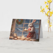 Mrs.Bunny serving Christmas baked goods Karte (Gelbe Blume)