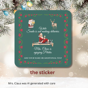 Mrs. Claus macht Pilates Namen  Quadratischer Aufkleber