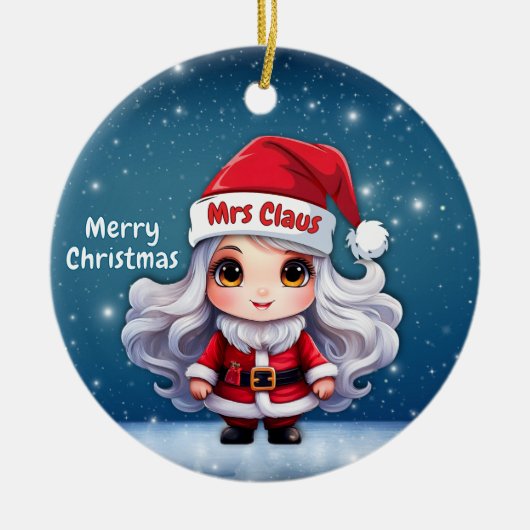 Mrs Claus Santa Hat🤶 🎄 Keramik Ornament (Vorne)