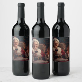 Mrs Claus Wine Bottle Label Weinetikett