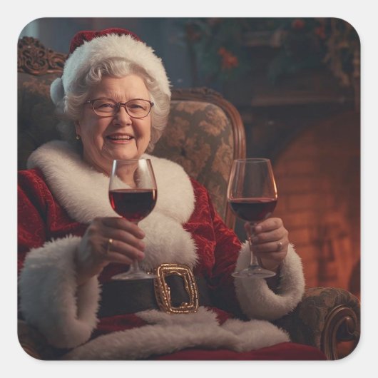 Mrs Claus Wine Stickers (Vorderseite)