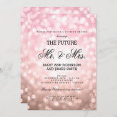 Mrs. Couples Shower Rose Blush Pink Bokeh Lights Einladung (Vorne/Hinten)