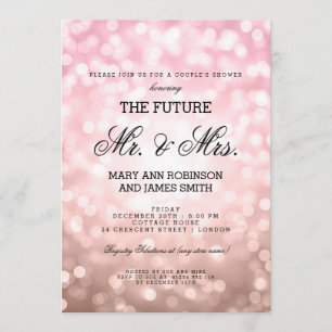 Mrs. Couples Shower Rose Blush Pink Bokeh Lights Einladung