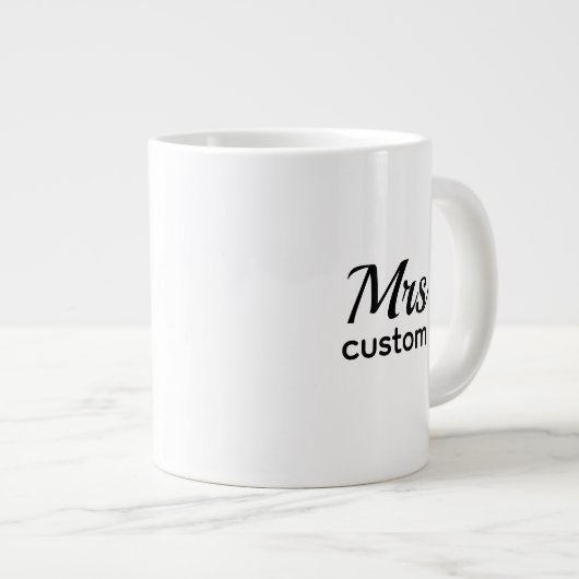 Mrs Custom Personalized Name Mug–Classic Minimalis Jumbo-Tasse (Vorderseite Rechts)
