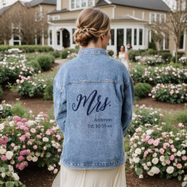 Mrs. Dark Blue Bride's New Name Est. Hochzeitstag Jeansjacke