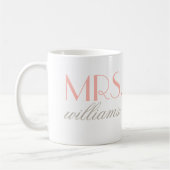 Mrs. Elegant Blush Personalisiert Wedding Monogram Kaffeetasse (Links)