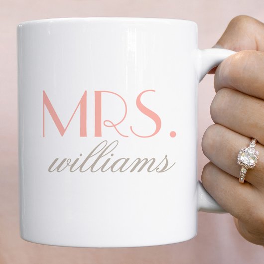 Mrs. Elegant Blush Personalisiert Wedding Monogram Kaffeetasse