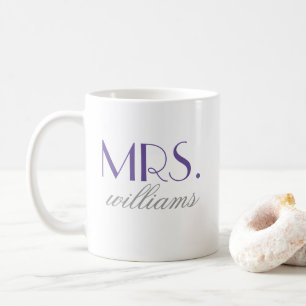 Mrs. Elegant Lila Personalisiert Wedding Monogram Kaffeetasse