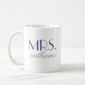 Mrs. Elegant Lila Personalisiert Wedding Monogram Kaffeetasse (Links)